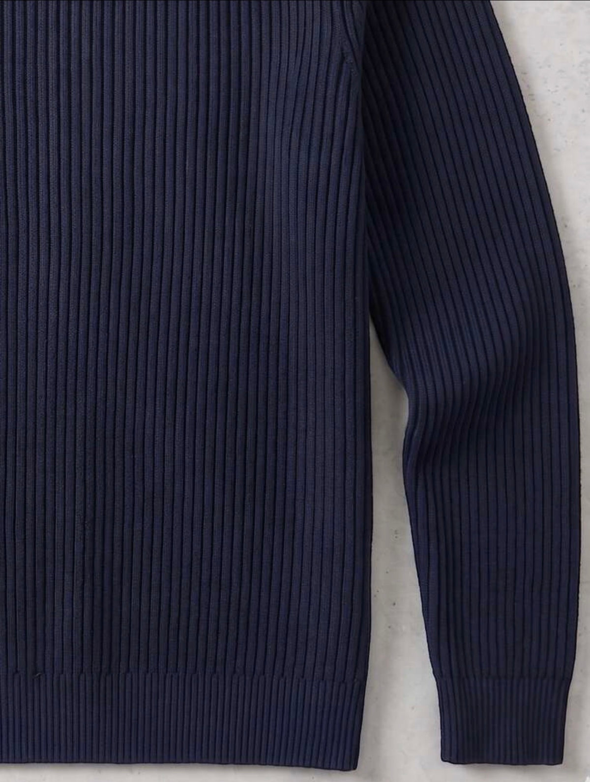 Men's Ribbed Half-High Neck Casual Knit Sweater Long Sleeve