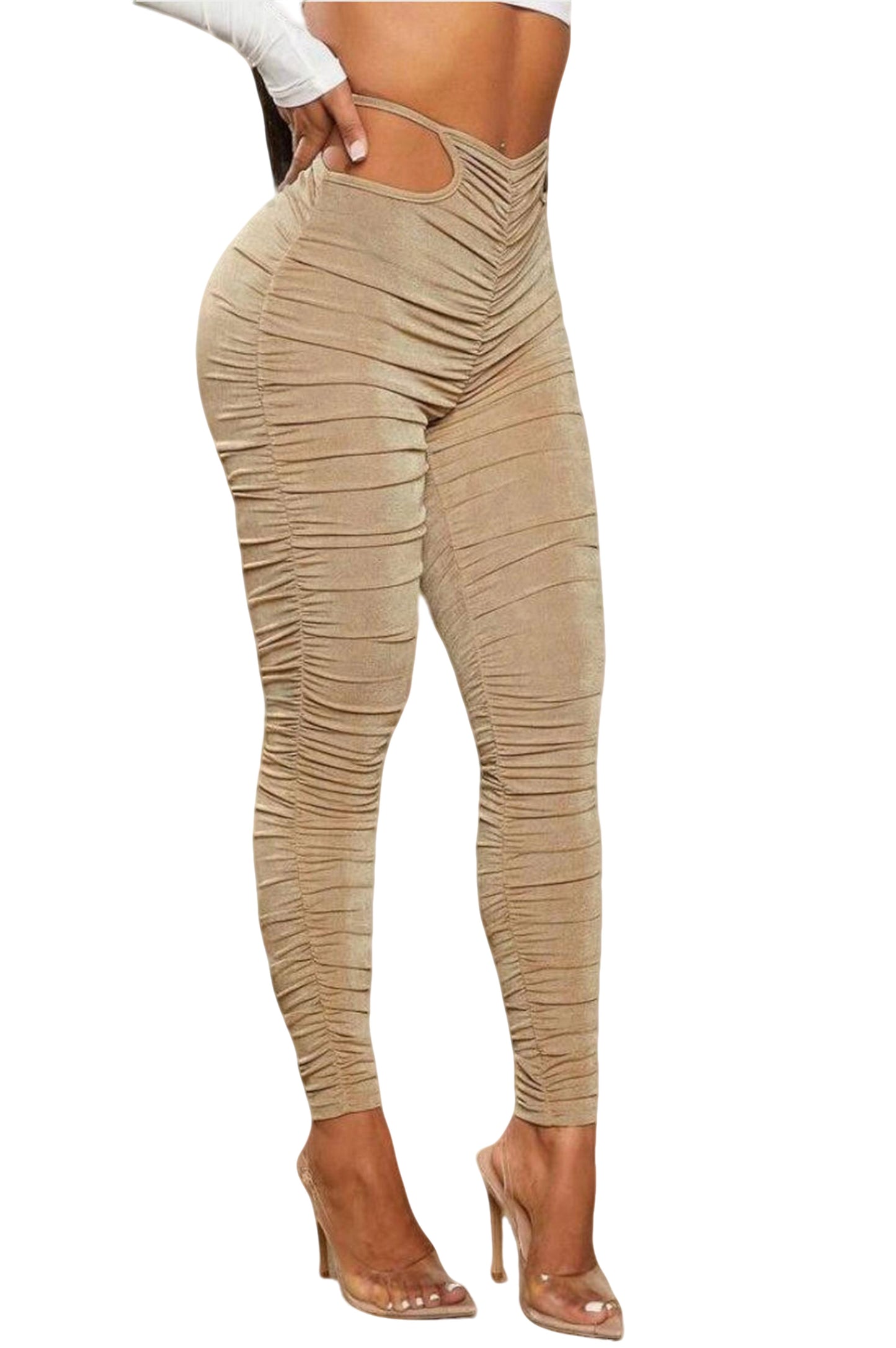 Sexy Cut Out Waist Ruched Leggings