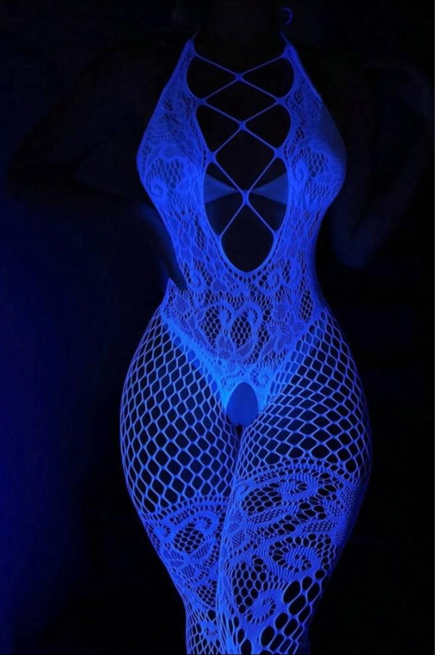 Women's Sexy Bodystocking In
Glow-In-The-Dark Blue Lingerie