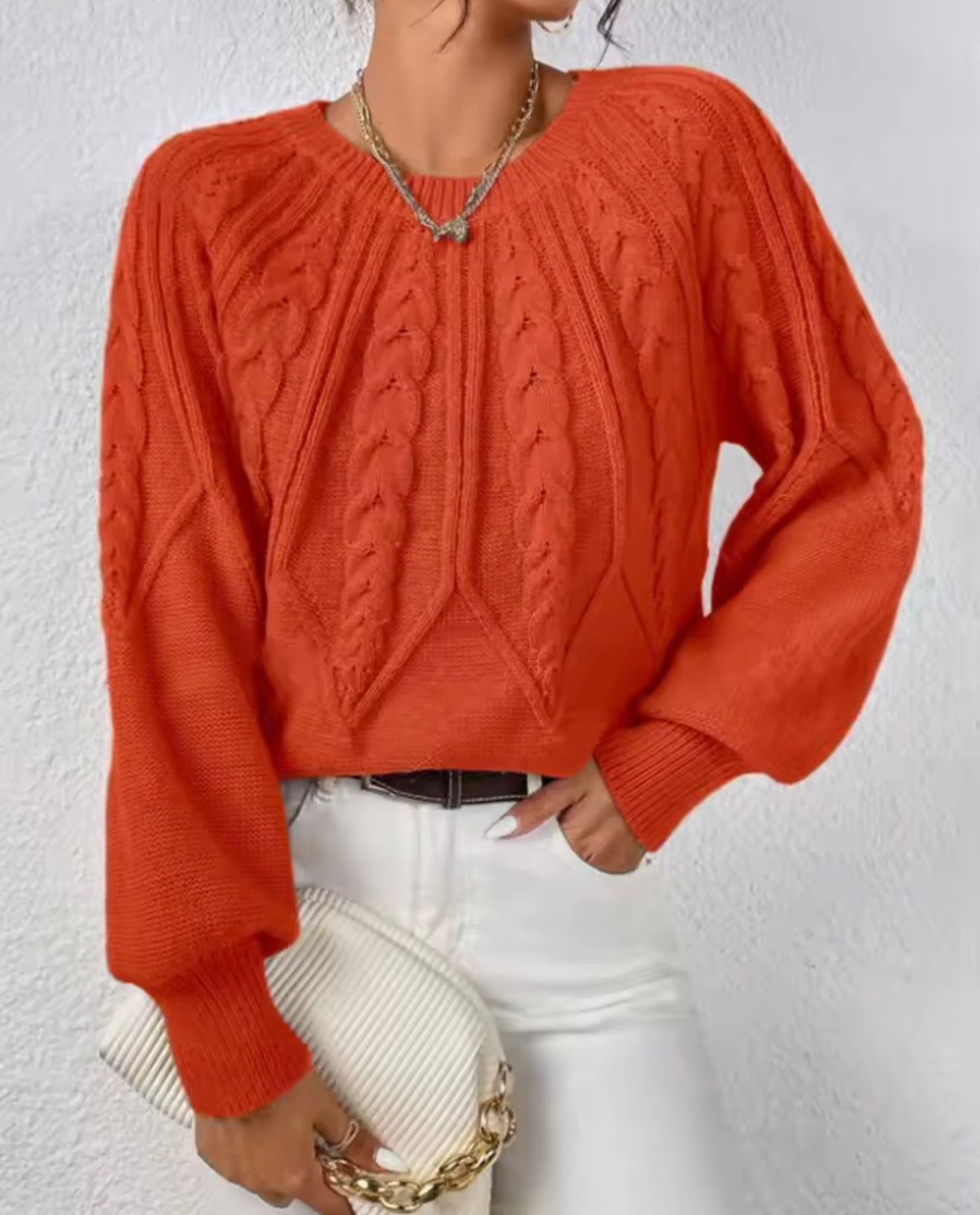 Women’s Cozy Cable Knit Pullover Sweater – Soft Fall & Winter Top