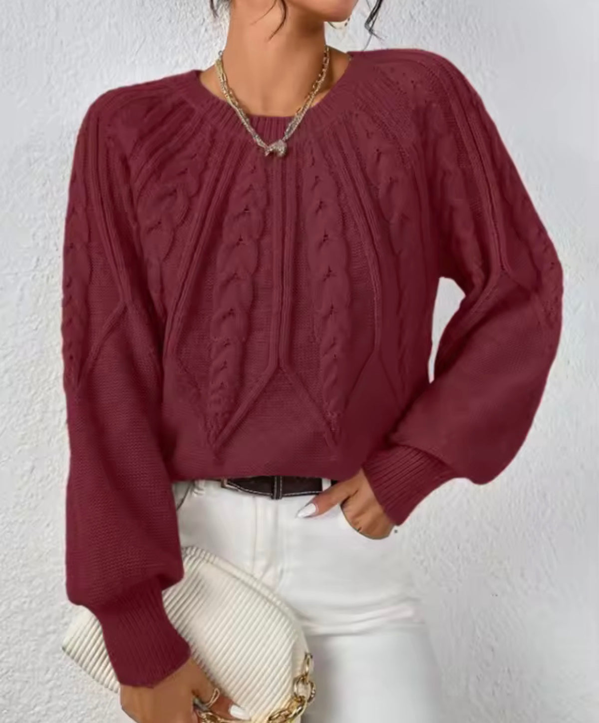 Women’s Cozy Cable Knit Pullover Sweater – Soft Fall & Winter Top