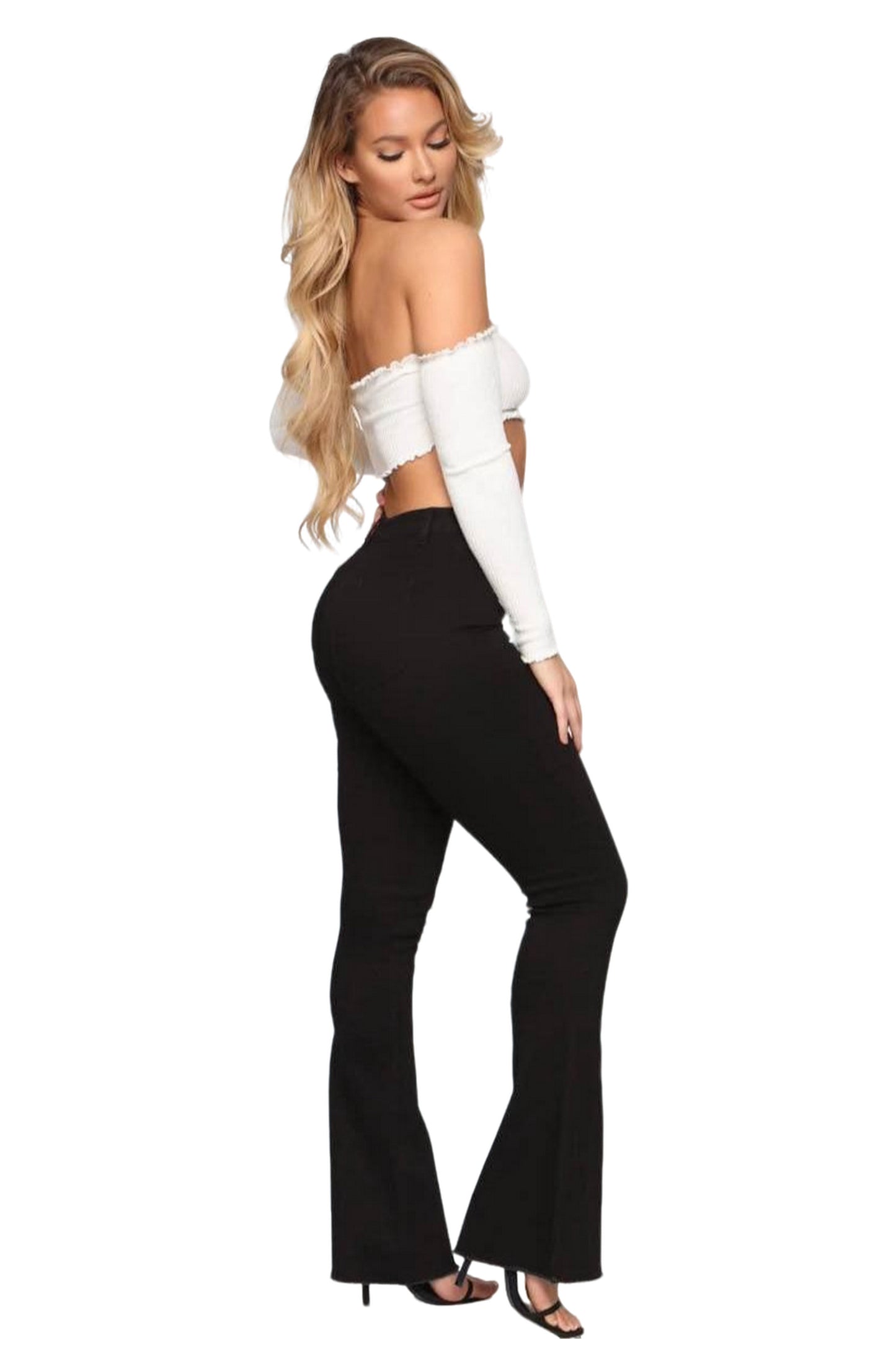 High Rise Flare Black Jeans