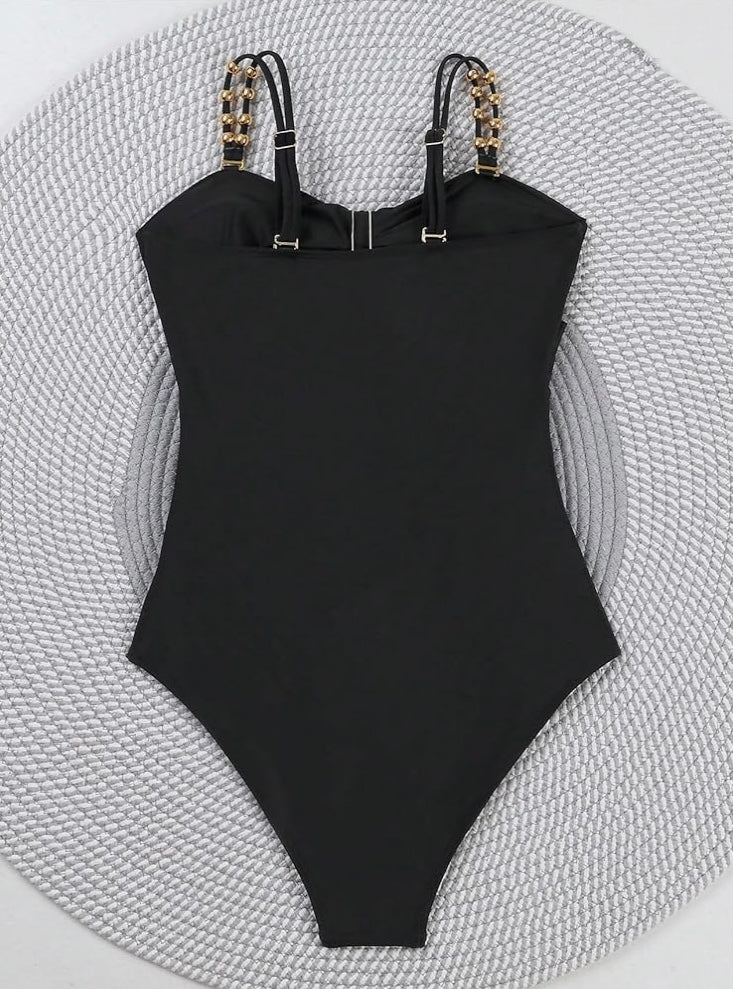 Women's Cut Out Colorblock One Piece Swimsuit Ruched Swimwear Bathing Suit