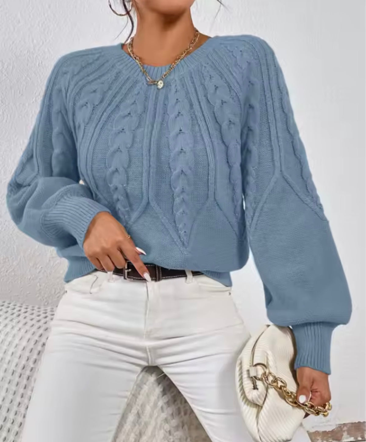 Women’s Cozy Cable Knit Pullover Sweater – Soft Fall & Winter Top
