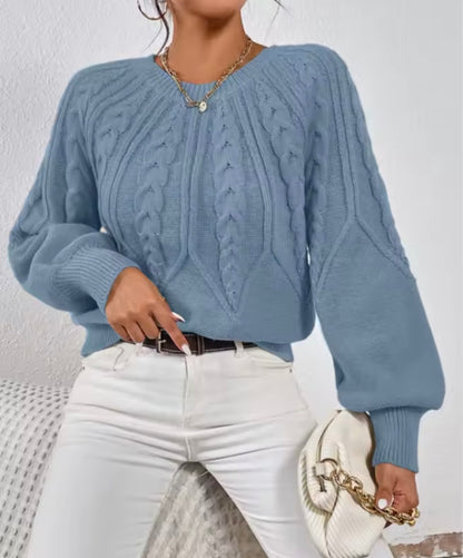 Women’s Cozy Cable Knit Pullover Sweater – Soft Fall & Winter Top