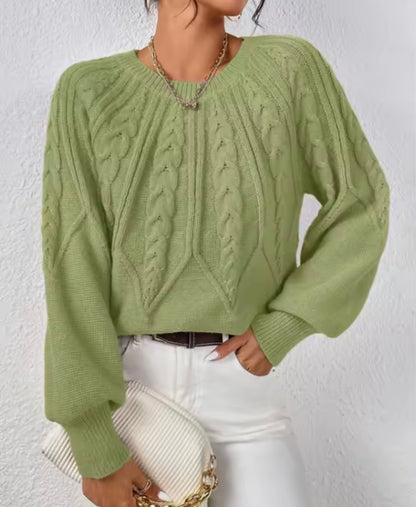 Women’s Cozy Cable Knit Pullover Sweater – Soft Fall & Winter Top