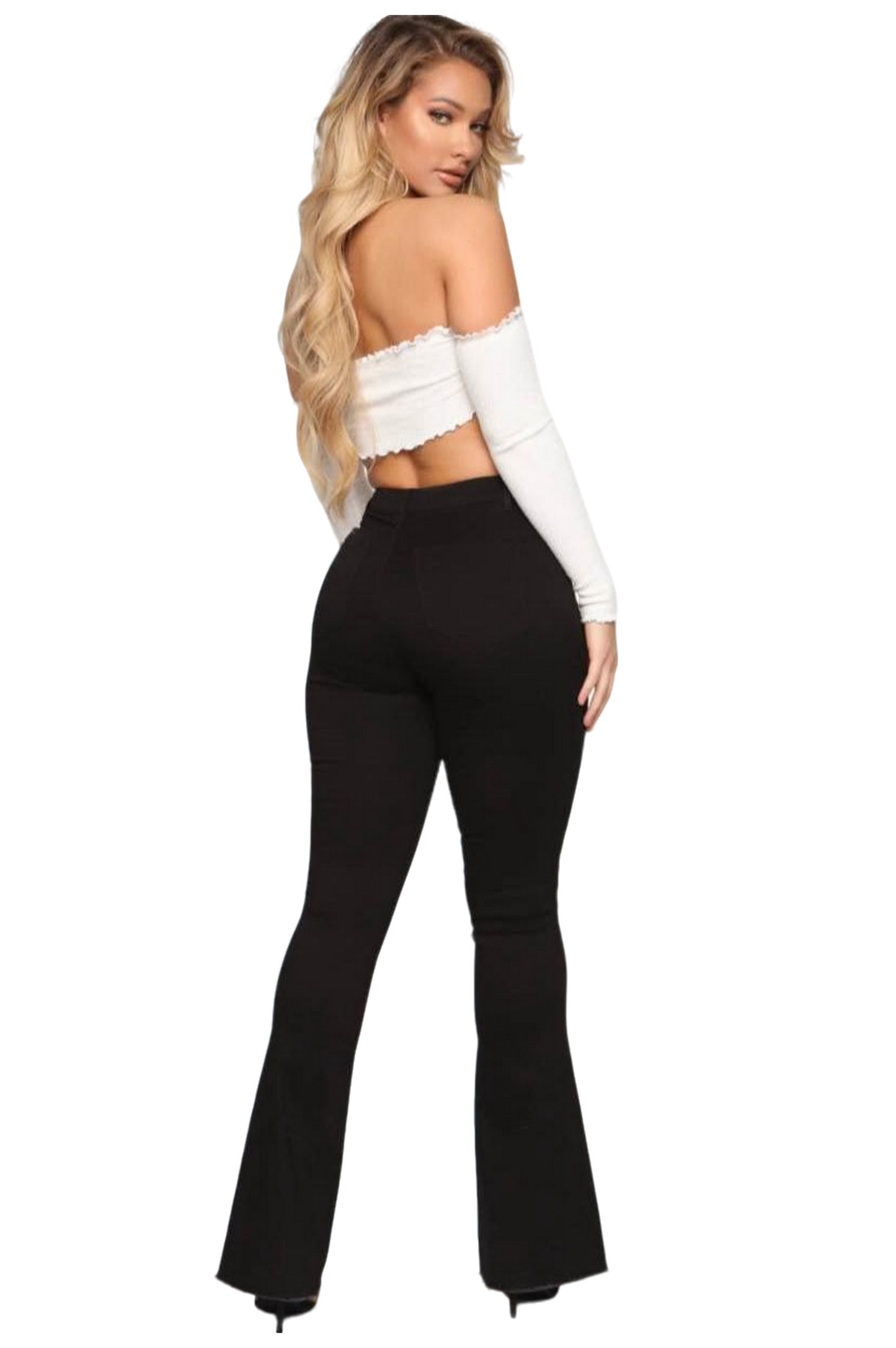 High Rise Flare Black Jeans