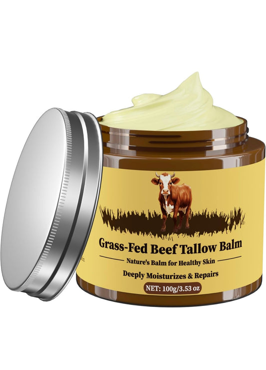 Whipped Organic Beef Tallow & Honey Balm – Deep Moisturizing Face & Body Cream (3.53oz)