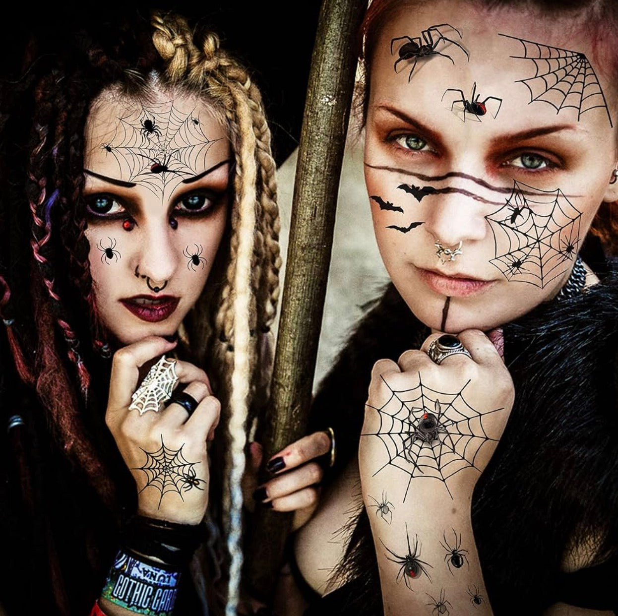 8 Sheets 3D Halloween Spider Web Temporary Tattoos for Face & Body