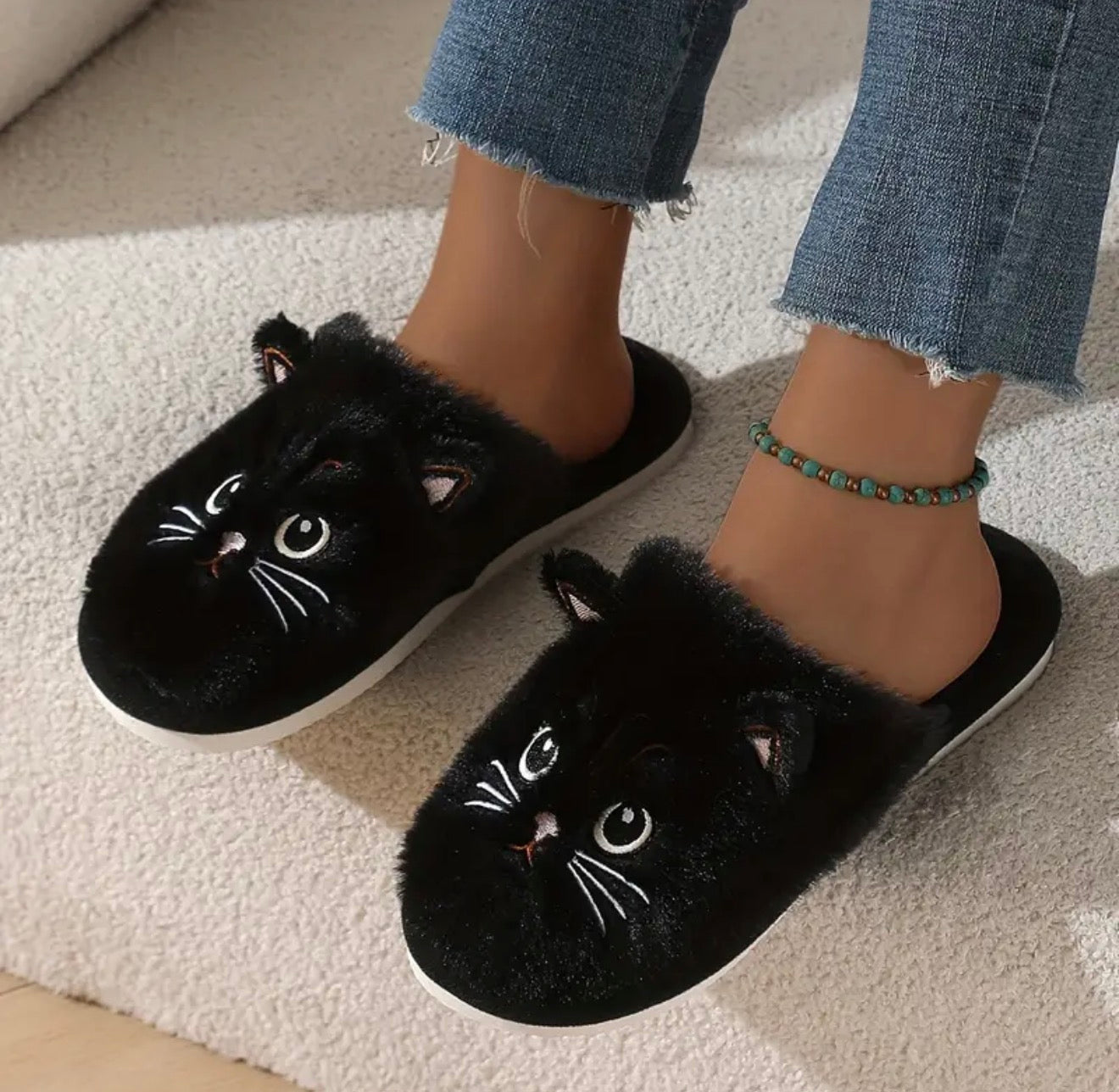 Women’s Winter Plush Cat Slippers – Soft, Warm House Shoes