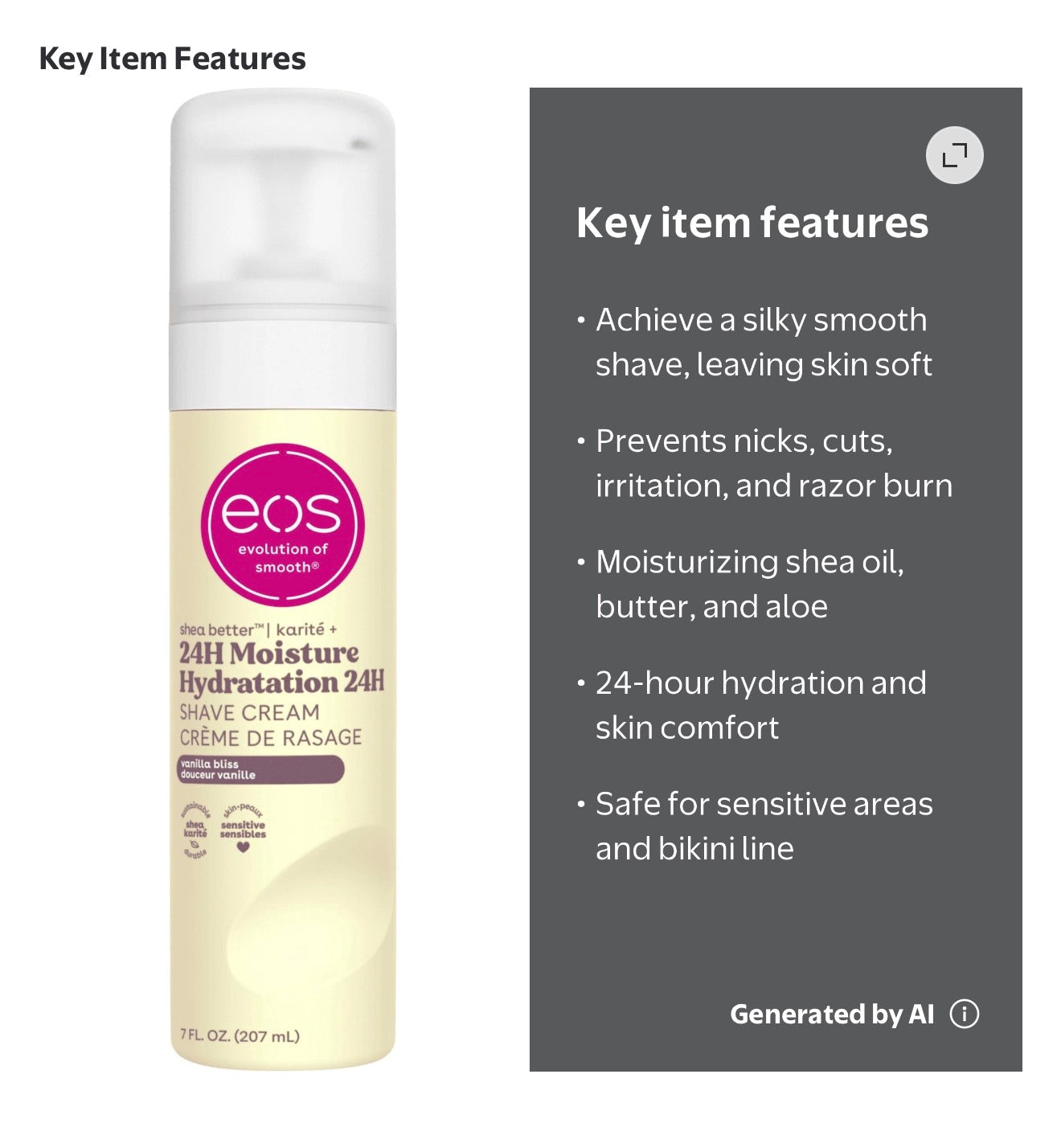 eos Shea Better Shaving Cream – Vanilla Bliss, 7 oz