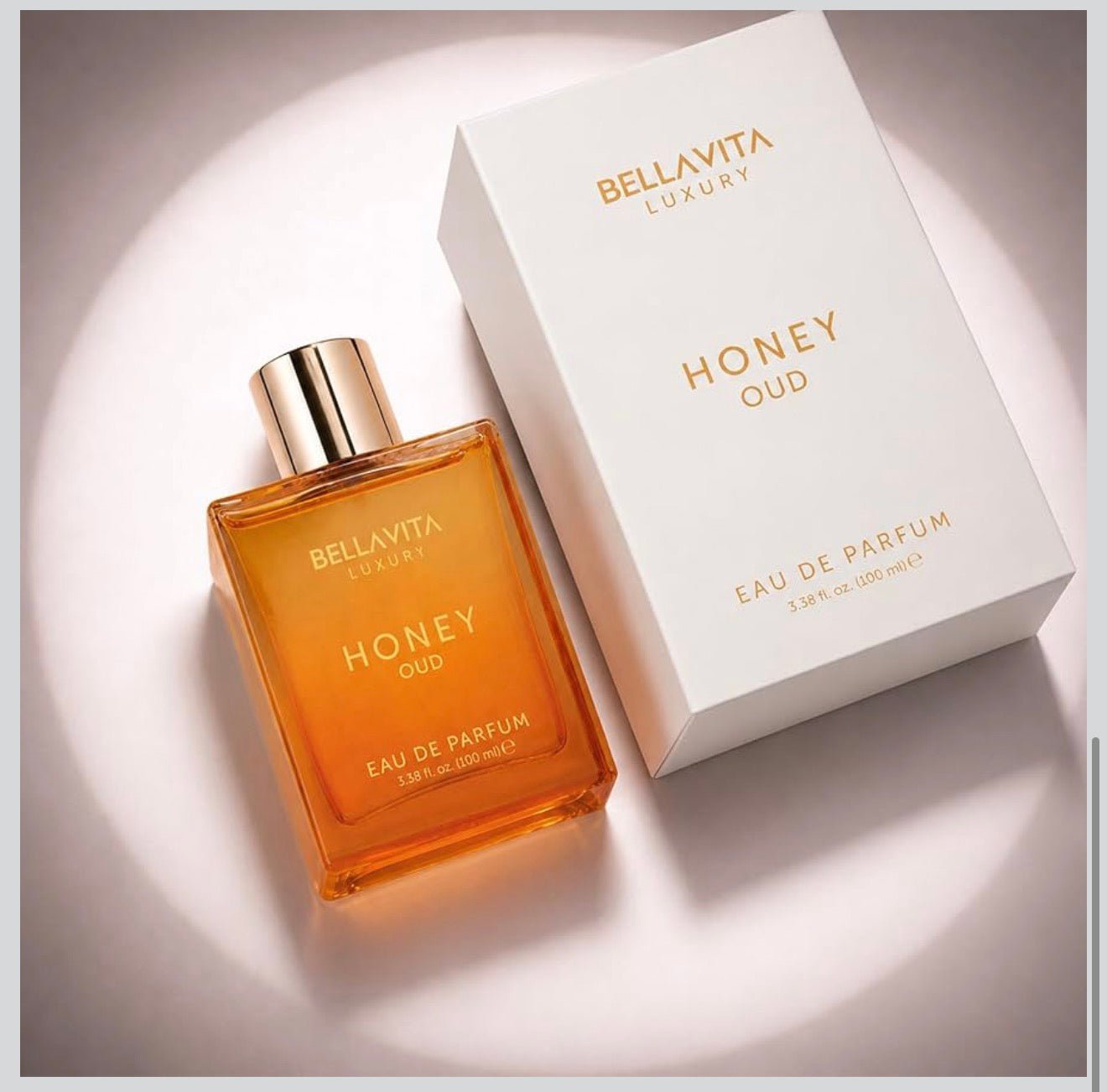Bellavita Luxury Honey Oud Eau de Parfum | 100ml | Unisex Perfume| Honey, Oud & Amber (3.4 fl.oz.)