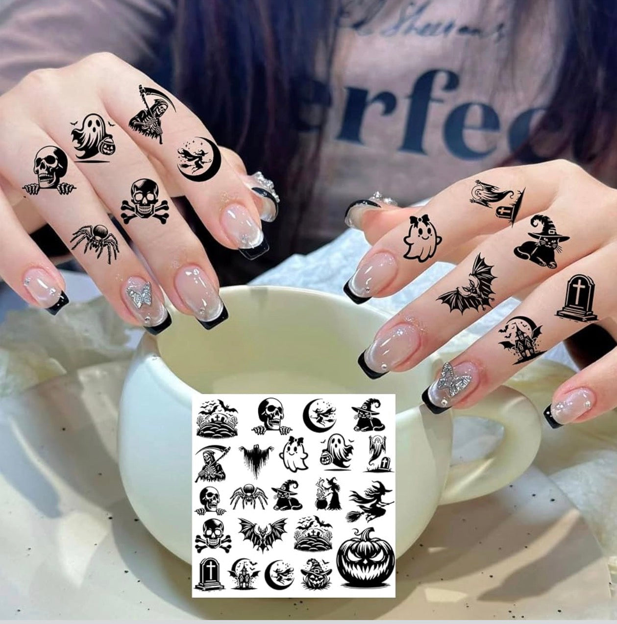 8 Sheets 3D Halloween Spider Web Temporary Tattoos for Face & Body