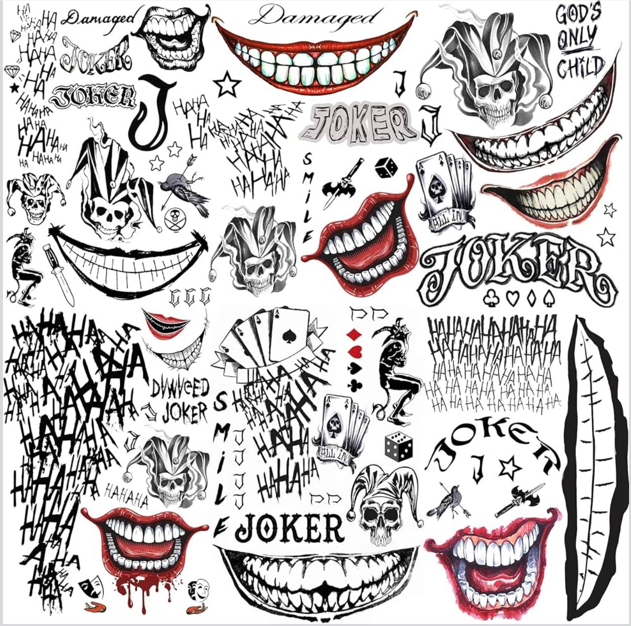 8 Sheets 3D Halloween Spider Web Temporary Tattoos for Face & Body