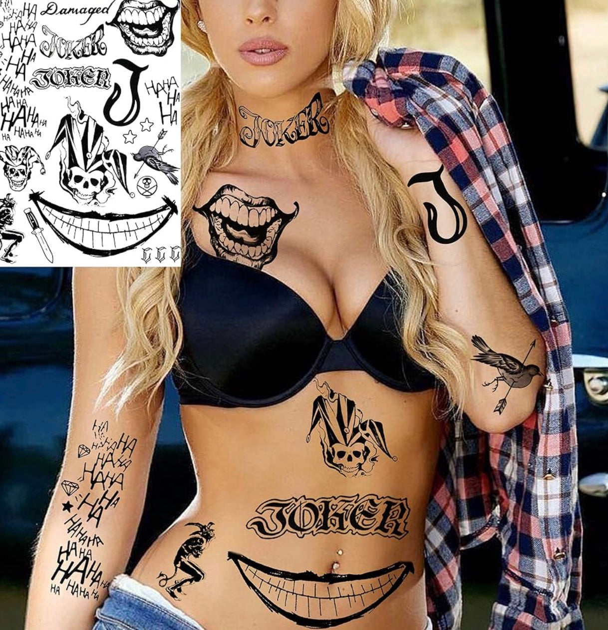 8 Sheets 3D Halloween Spider Web Temporary Tattoos for Face & Body