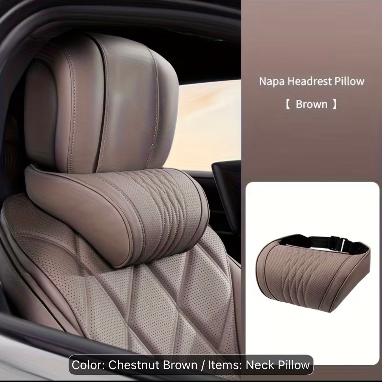 Leather Luxury Car Neck Pillow & Ergonomic Lumbar Support Cushion