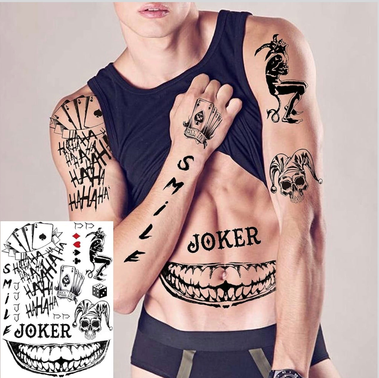 8 Sheets 3D Halloween Spider Web Temporary Tattoos for Face & Body
