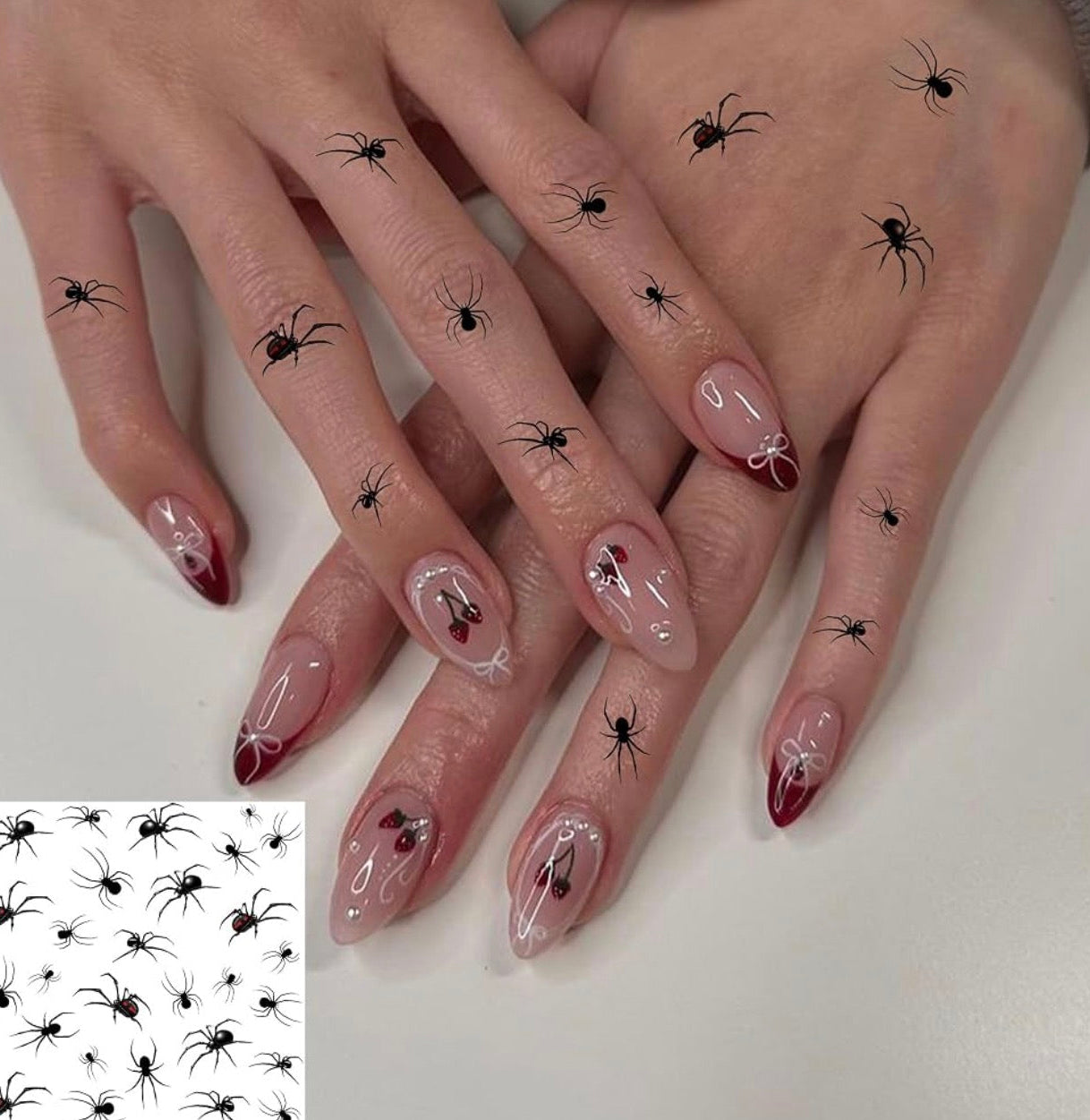 8 Sheets 3D Halloween Spider Web Temporary Tattoos for Face & Body
