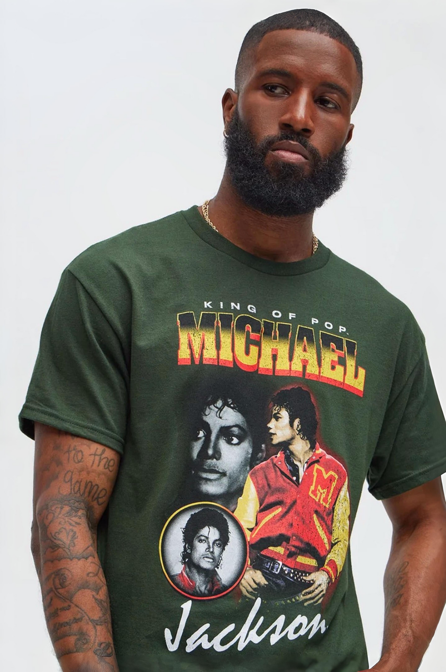 Michael Jackson King of Pop Graphic Tee – Olive Green