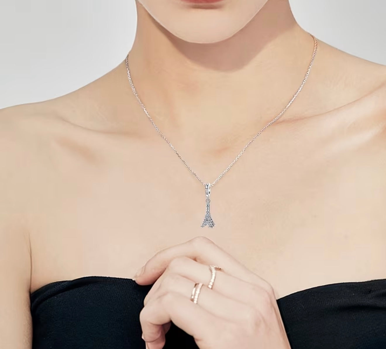 Sterling Silver Eiffel Tower Heart Charm