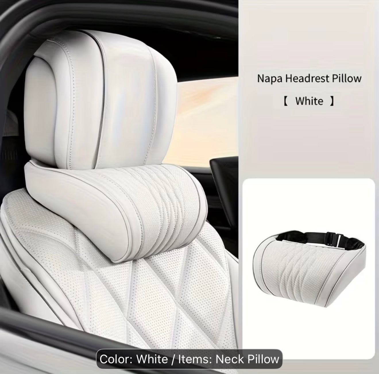 Leather Luxury Car Neck Pillow & Ergonomic Lumbar Support Cushion