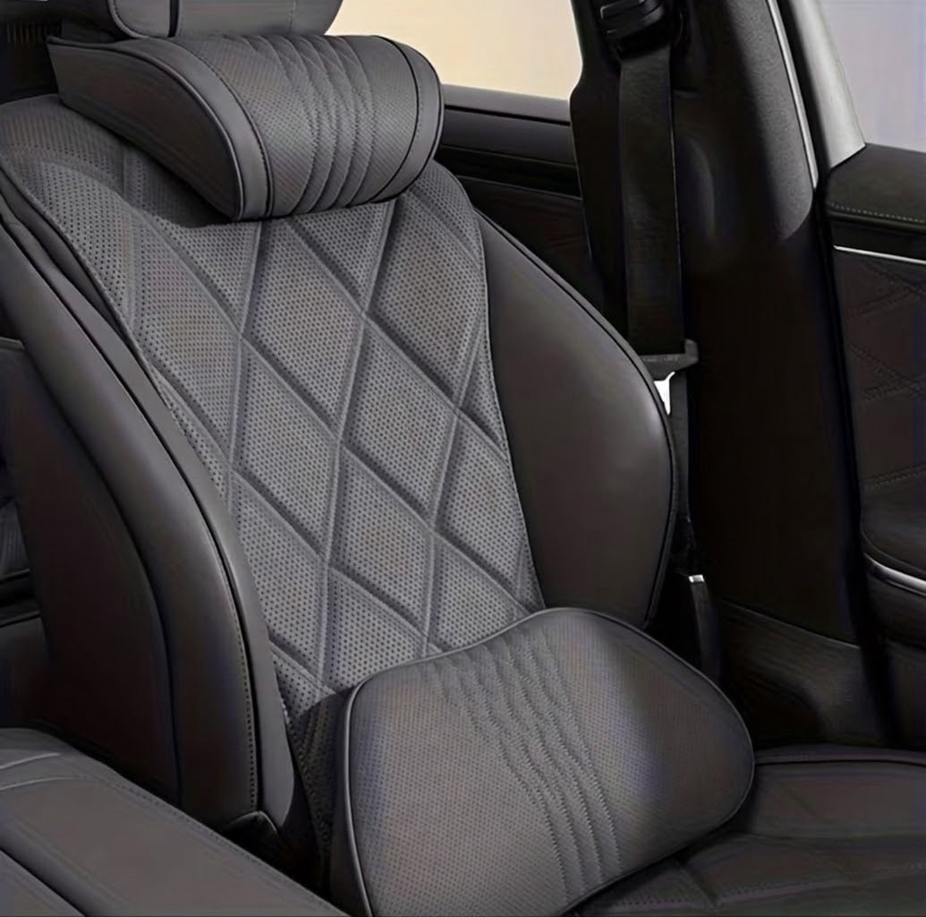 Leather Luxury Car Neck Pillow & Ergonomic Lumbar Support Cushion