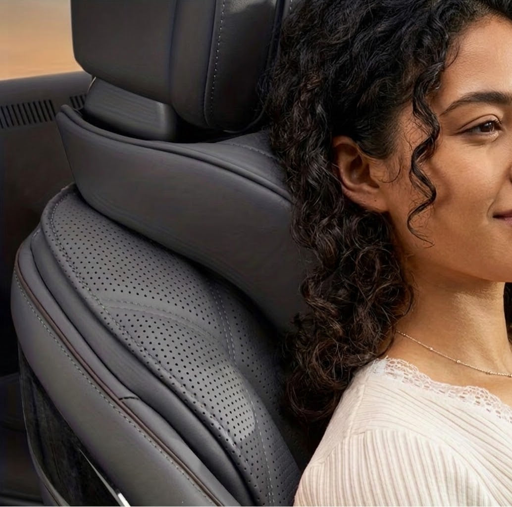 Leather Luxury Car Neck Pillow & Ergonomic Lumbar Support Cushion
