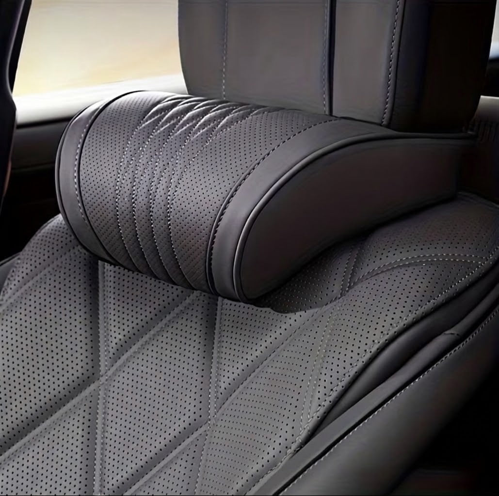 Leather Luxury Car Neck Pillow & Ergonomic Lumbar Support Cushion
