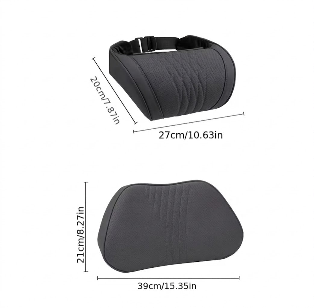 Leather Luxury Car Neck Pillow & Ergonomic Lumbar Support Cushion