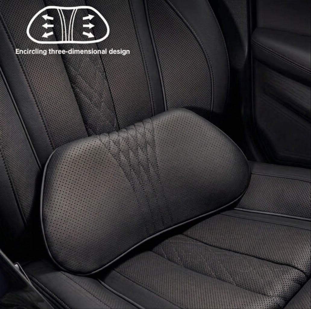 Leather Luxury Car Neck Pillow & Ergonomic Lumbar Support Cushion