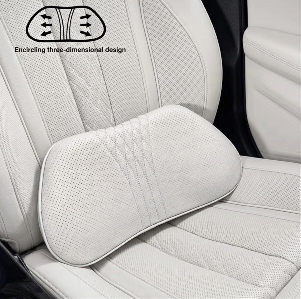Leather Luxury Car Neck Pillow & Ergonomic Lumbar Support Cushion