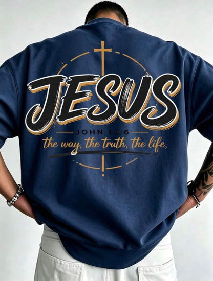 Men’s Faith Graphic T-Shirt – “Walk by Faith, Not by Sight” Bible Verse Tee, Front and Back Print, Short Sleeve Cotton Religious Streetwear