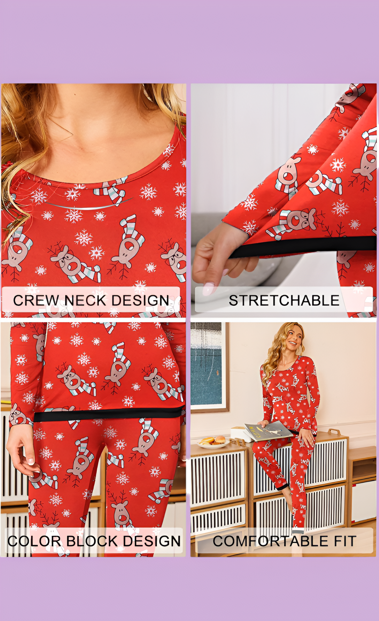 Christmas Pajamas for Women Long Johns Thermal 2 piece